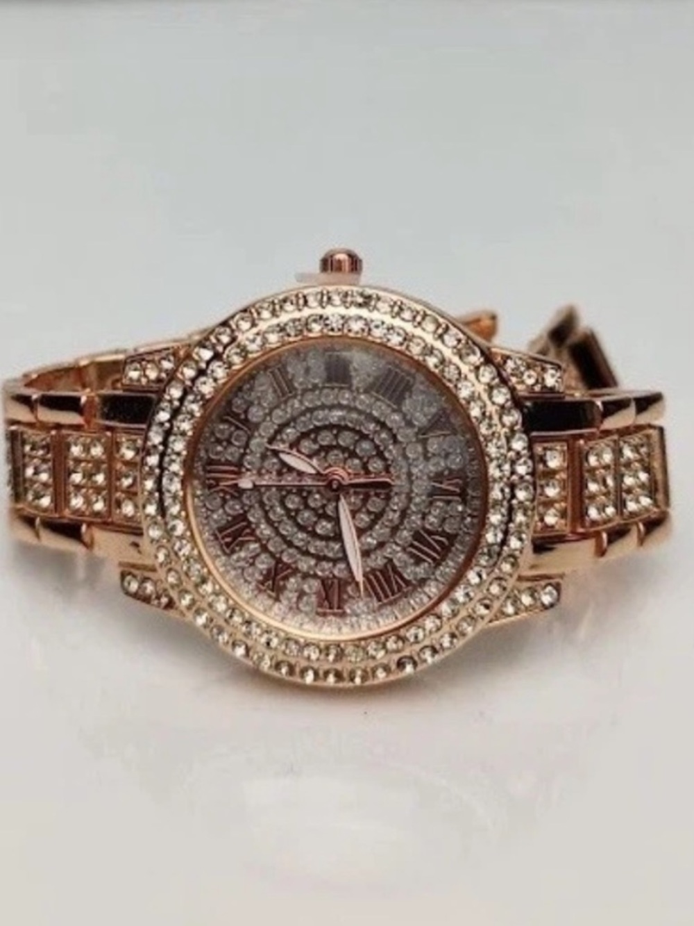 Women's Sparkling Rose Golden Adorned Quartz Watch with Roman Numeral Dial - Picture 8 of 8